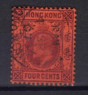 W828 - HONG KONG 1903 , Edoardo VII 4 Cent Yvert  N. 64 Usato . Fil CA - Usados