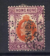 W837 - HONG KONG 1904 , Edoardo VII  6 Cent Yvert  N. 81  Usato . Fil CA  Mult . Perfin - Usati