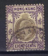 W839 - HONG KONG 1904 , Edoardo VII  8 Cent Yvert  N. 82  Usato . Fil CA  Mult . - Usati