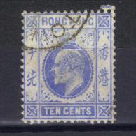 W841 - HONG KONG 1904 , Edoardo VII  10 Cent Yvert  N. 84  Usato . Fil CA  Mult . - Oblitérés