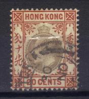 W842 - HONG KONG 1904 , Edoardo VII  20 Cent Yvert  N. 86  Usato . Fil CA  Mult . - Used Stamps