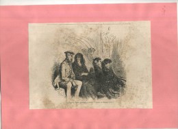 - UNE LOGE AU TEATRO PRINCIPAL A SEVILLE . GRAVURE SUR BOIS DU XIXe S DE G. DORE  . DECOUPEE ET COLLEE SUR PAPIER . - Theatre, Fancy Dresses & Costumes