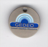 Jeton  De  Caddie  Argenté  CEDEO  Sanitaire - Chauffage - Climatisation   Verso  Vierge - Trolley Token/Shopping Trolley Chip