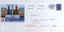 PAP Entier Postal Repiqué Charente Angoulème 50e Anniversaire Du Cessez Le Feu De La Guerre D'Algérie FNACA - Prêts-à-poster: Repiquages Privés