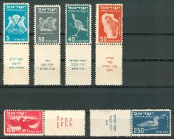 Israel - 1950, Michel/Philex No. : 33-38, - MH - Sh. Tab - - Unused Stamps (without Tabs)
