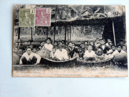 Carte Postale Ancienne : LAOS : Orchestre Laotien , Timbres 1908 - Laos