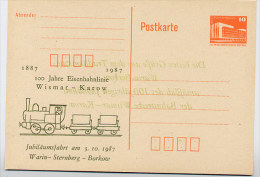 DDR P86I-20-87 C20 Postkarte Privater Zudruck ABKLATSCH Eisenbahn Wismar-Karow 1987 - Cartoline Private - Nuovi