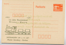 DDR P86I-20-87 C20 Postkarte Privater Zudruck ABKLATSCH Eisenbahn Wismar-Karow 1987 - Private Postcards - Mint