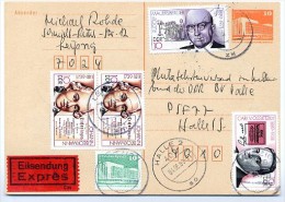 DDR P86 Postkarte EILSENDUNG Leipzig-Halle 1989 - Cartes Postales - Oblitérées