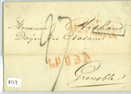 E.o. HANDGESCHREVEN BRIEF Uit 1823 Van AMSTERDAM PAYS-BAS PAR VALENCIENNES + L.P.B.5.R. Naar GRENOBLE (8537) - ...-1852 Vorläufer