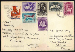 SAINT MARIN - SAN MARINO / 1965 - 7 TIMBRES SUR CARTE POSTALE POUR LA FRANCE (ref 945) - Covers & Documents