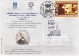 IULIU POPPER, EXPLORER, HAVANA LIGHTHOUSE, SPECIAL COVER, 2012, ROMANIA - Explorers