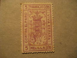 MELILLA Poster Stamp Label Vignette Viñeta Guerra Civil Civil War Spain Colonies Area España Marruecos Mor - Marocco Spagnolo