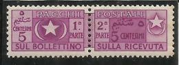 SOMALIA AFIS 1950 PACCHI POSTALI PARCEL POST CENT. 5 C MNH - Somalia (AFIS)