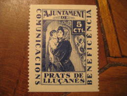 Ajuntament PRATS DE LLUÇANES Barcelona Beneficiencia Poster Stamp Label Vignette Viñeta España Guerra Civi - Viñetas De La Guerra Civil