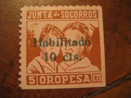 OROPESA Castellon Junta De Socorros Overprinted Poster Stamp Label Vignette Viñeta España Guerra Civil War - Viñetas De La Guerra Civil