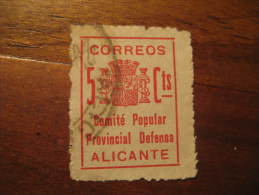 ALICANTE Comite Popular Provincial Defensa Poster Stamp Label Vignette Viñeta España Guerra Civil War Spai - Viñetas De La Guerra Civil