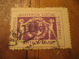 ANTEQUERA Malaga Asistencia Social Poster Stamp Label Vignette Viñeta España Guerra Civil War Spain - Viñetas De La Guerra Civil