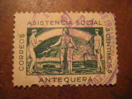 ANTEQUERA Malaga Asistencia Social Poster Stamp Label Vignette Viñeta España Guerra Civil War Spain - Viñetas De La Guerra Civil