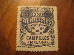 CAMPILLOS Malaga Pro Municipios Poster Stamp Label Vignette Viñeta España Guerra Civil War Spain - Viñetas De La Guerra Civil