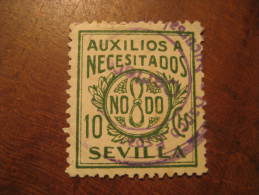 SEVILLA Auxilio Necesitados NO DO NODO Poster Stamp Label Vignette Viñeta España Guerra Civil War Spain - Viñetas De La Guerra Civil