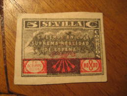 SEVILLA Falange NO DO NODO Poster Stamp Label Vignette Viñeta España Guerra Civil War Spain - Viñetas De La Guerra Civil