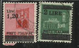 ITALIA REGNO ITALY KINGDOM 1945 LUOGOTENENZA SOPRASTAMPATI SERIE COMPLETA TIMBRATA COMPLETE SET SURCHARGED USED - Gebraucht