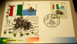 ITALY 2014 -  OFFICIAL MAXICARD 75TH ANNIVERSARY ITALY-SAN MARINO CONVENTION - 2011-20: Mint/hinged