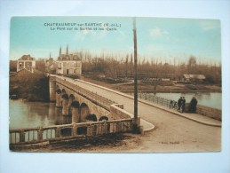 Ma Réf: 65-11-7.              CHATEAUNEUF-SUR-SARTHE    Le Pont Sur La Sarthe Et Les Quais  ( Colorisée ). - Chateauneuf Sur Sarthe