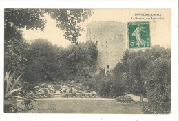 Cp, 91, Dourdan, Le Donjon, Vue Des Jardins, Voyagée - Dourdan