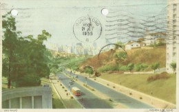 Brazil 1959 Postcard Sent To Hong Kong, Punched Holes - Interi Postali