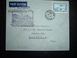LETTRE PAR AVION TP AVION 6C OBL. MR 1 39 MONTREAL + PREMIER VOL OFFICIEL MONTREAL EDMONTON - First Flight Covers