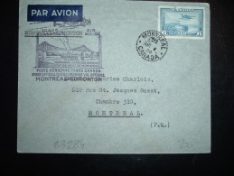 LETTRE PAR AVION TP AVION 6C OBL. MR 1 39 MONTREAL + PREMIER VOL OFFICIEL MONTREAL EDMONTON - Primi Voli