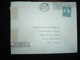 LETTRE USA FRANCE TP 5C OBL.MEC. AUG 18 1936 NEW YORK Par Paquebot NORMANDIE : GRIFFE LINEAIRE - Maritime Post