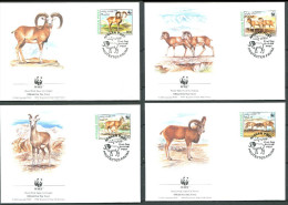 AFGHANISTAN 1998 - 4 Env WWF 1er Jour - Yvert 1485 A/d - Urial (mouflon Sauvage) - FDC