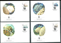 ANTILLES NEERLANDAISES 2005 - 4 Env WWF 1er Jour - Coraux Corail - FDC