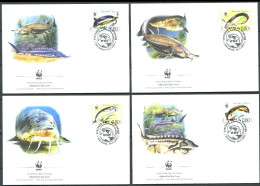 BULGARIE 2004 - 4 Env WWF 1er Jour - Poisson - (Y 4041/44) - FDC