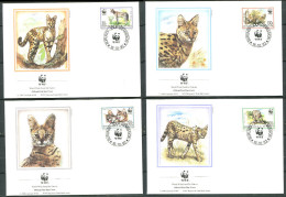 BURUNDI 1992 - 4 Env WWF 1er Jour - Serval (Felin) - (Y 968/71) - FDC