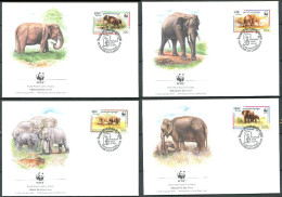 CAMBODGE 1997 - 4 Env WWF 1er Jour - Elephant - (Y 1399/402) - FDC