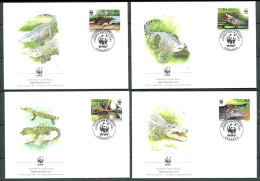 CUBA 2003 - 4 Env WWF 1er Jour - Reptile Crocodile - (Y 4117/20) - FDC