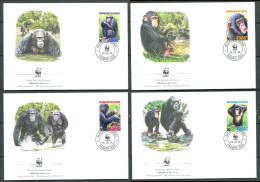 GUINEE 2006 - 4 Env WWF 1er Jour - Chimpanze (Singe) - FDC