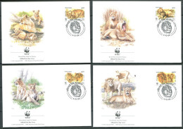 INDE 1999 - 4 Env WWF 1er Jour - Lion (Felin) - (Y 1471/74) - FDC