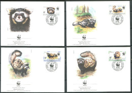 KAZAKHSTAN 1997 - 4 Env WWF 1er Jour - Putois - (Y 124/27) - FDC