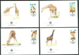 KENYA 1989 - 4 Env WWF 1er Jour - Girafe - (Y 474/77) - FDC