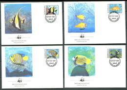 MALDIVES 1986 - 4 Env WWF 1er Jour - Poissons - (Y 1077/80) - FDC