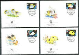 MICRONESIE 1997 - 4 Env WWF 1er Jour - Poisson Papillon- (Y 493/96) - FDC