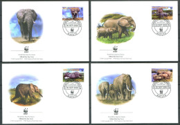 MOZANBIQUE 2002 - 4 Env WWF 1er Jour - Elephant - (Y1877/80) - FDC