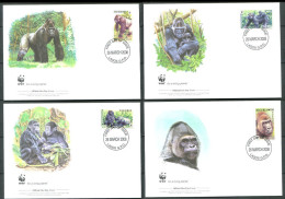 NIGERIA 2008 - 4 Env WWF 1er Jour - Gorille Singe - FDC