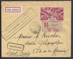MADAGASCAR - 1947 -  100 ème LIAISON POSTALE AERIENNE  - CORRESPONDANCE DE TANANARIVE POUR SAINT DENIS -  REUNION - - Briefe U. Dokumente
