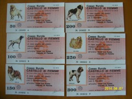 MINIASSEGNI CASSA RURALE CASTELLO Di FIEMME   CANI DIVERSI  FDS (6 Pezzi) - [10] Cheques En Mini-cheques